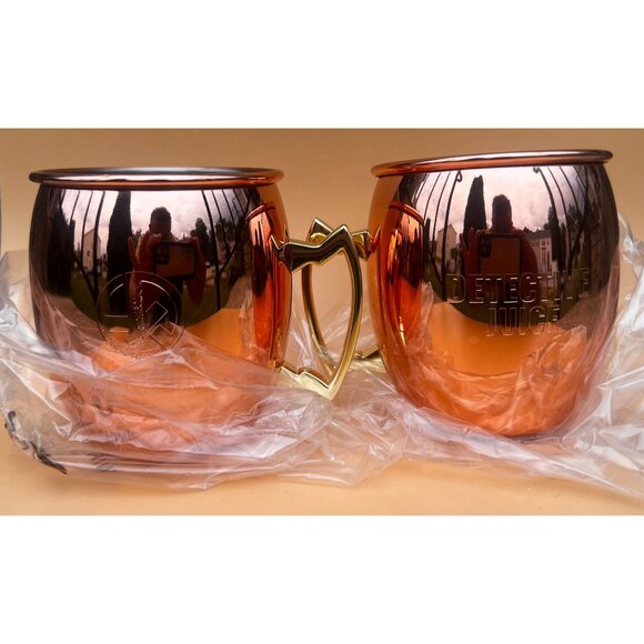 Pair Hunt A Killer Detective Juice Copper Moscow Mule Mugs Nickel-Lined 16oz - Picture 3 of 9